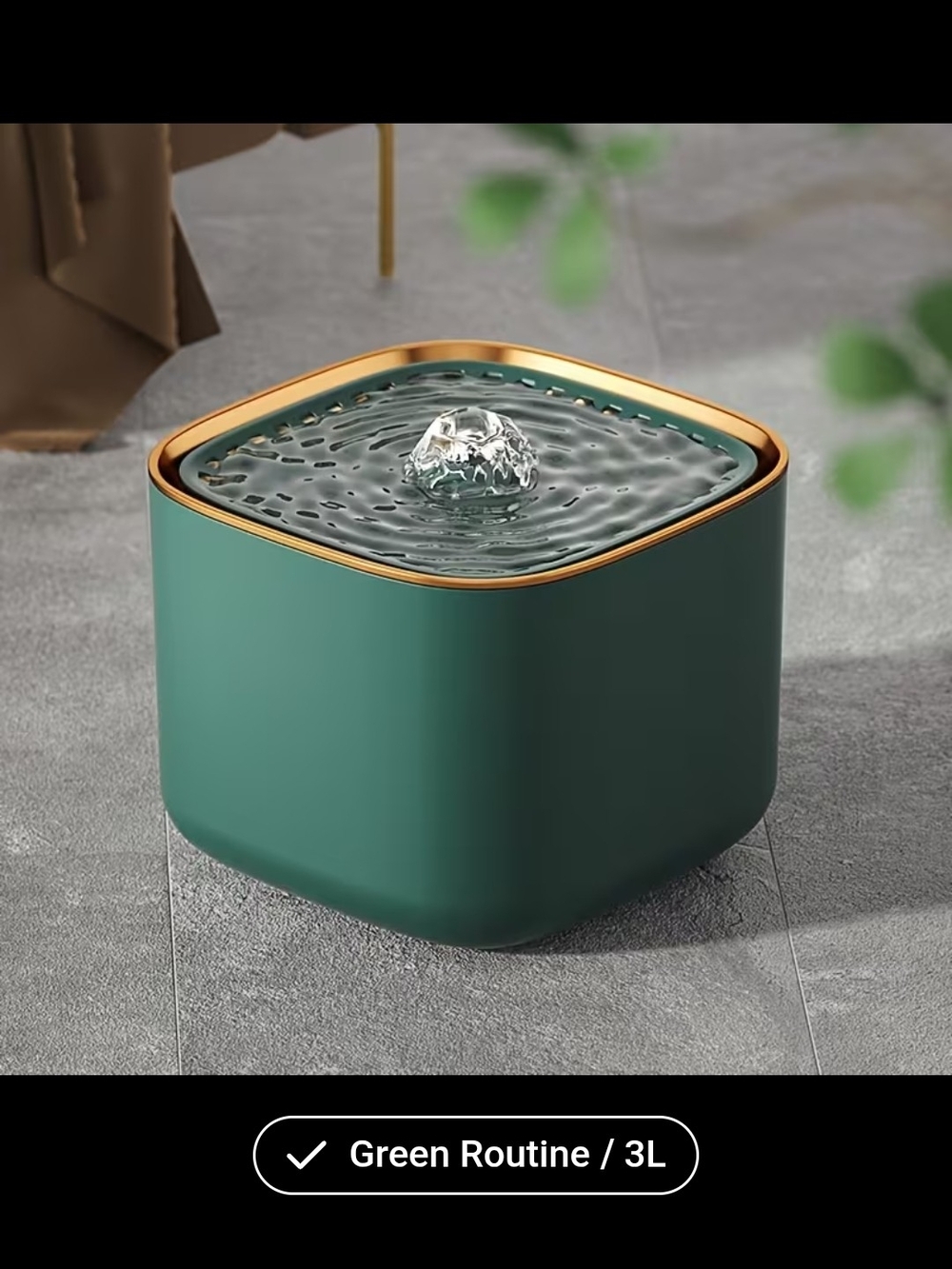 3L Green Cat Water Fountain with Quiet Pump